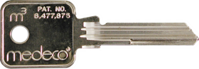 Cut Key M3 Cam Key KYC-345400-DL99-M5, DL Keyway, 5-Pin