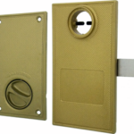 Swinging Gate Lockset, Single Cylinder, 1-1/8in Latch Projection, 1/2in Channel Size, Reversible Handing, Bronze Powder Coat