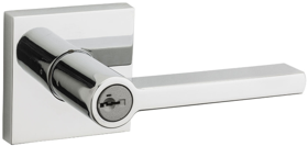 Halifax Entry Lever, Square Rose, KW1 SmartKey, 6-Way Adjustable Latch 2-3/8in-2-3/4in Backset, Grade 2, 625/US26 Polished Chrome