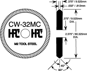 ASSA Cutter Wheel .032 x 90 Degree