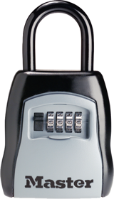 Portable with Shackle Key Storage Box (Hangs Over Door Knob), 4-Dial Combo, Holds up to 5 Keys, No Key Fobs