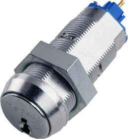 M3 Single Switch Lock Momentary, 1 Keypull, 5-Pin, DL Keyway, Pinned with 2 Keys, Satin Chrome 26