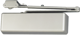 Door Closer with Tri-Pack Arm, Adjustable Spring Sizes 1-6, Rounded Cover, Grade 1, 689/US28 Painted Aluminum