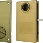 Sliding Gate Lockset, Single Cylinder, .825 Hook Gap, 1/2in Channel Size, Reversible Handing, Bronze Powder Coat