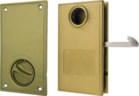 Sliding Gate Lockset, Single Cylinder, .825 Hook Gap, 1/2in Channel Size, Reversible Handing, Bronze Powder Coat