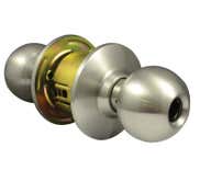 LSDA Grade 2 Entry Knob Ball Less Latch Satin Nickel Less Cylinder 100B15LLLC