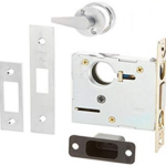 48H Mortise Single Deadbolt, Thumb Turn Inside, SFIC Prep, Less Core, Case - 3 3/8in x 4 3/16in x 1in, Faceplate - 5-3/8in x 1-3/16in, 626/US26D Satin Chrome