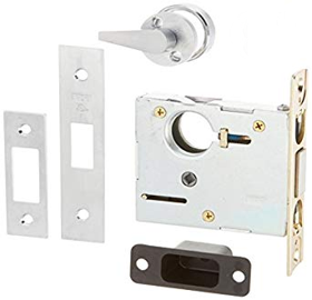 48H Mortise Single Deadbolt, Thumb Turn Inside, SFIC Prep, Less Core, Case - 3 3/8in x 4 3/16in x 1in, Faceplate - 5-3/8in x 1-3/16in, 626/US26D Satin Chrome