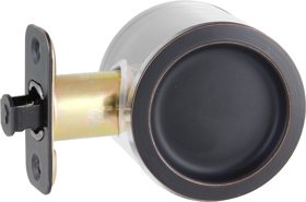 Round Pocket Passage Door Lock, 2-3/8in Backset, 2-18in Diameter, 613/US10B Dark Bronze Round Pocket Passage Door Lock, 2-3/8in Backset, 2-18in Diameter, 613/US10B Dark Bronze