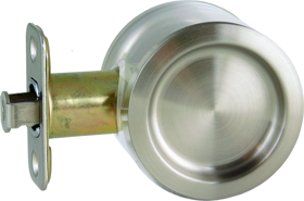 Round Pocket Passage Door Lock, 2-3/8in Backset, 2-18in Diameter, 619/US15 Satin Nickel Round Pocket Passage Door Lock, 2-3/8in Backset, 2-18in Diameter, 619/US15 Satin Nickel