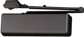 Door Closer with Tri-Pack Arm, Adjustable Spring Sizes 1-6, Rounded Cover, Grade 1, 690 Painted Duranodic Bronze