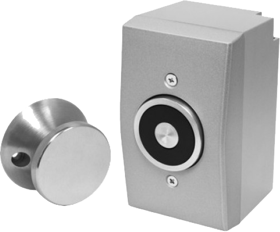 Magnetic Door Holder, Surface-Mount with Backbox, 12/24V AC/DC or 120VAC, Cast Aluminum, Adjustable Armature Plate, 33lbs
