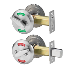 Occupancy Indicator Deadbolt, Thumb Turn Inside with Locked/Unlocked X Outside Indicator Plate Vacant/Occupied, 2-3/8in and 2-3/4in Backset, 626/US26D Satin Chrome