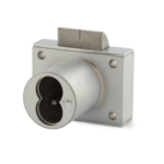 SFIC 1-1/4in Cabinet Drawer Latch Lock, Small Format IC Prep, Less Core, 1-1/8in Barrel Diameter, Grade 1, 626/US26D Satin Chrome