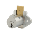 1-1/8in Pin Drawer Lock Bolt, National D4292/ NA12 Keyway, Keyed Different, 7/8in Barrel Diameter, Grade 1, 626/US26D Satin Chrome