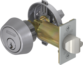 Gatelatch 2-3/4in Backset, Single Cylinder, Grade 2, 6-Pin C Keyway KD, 626/US26D Satin Chrome