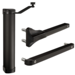 Lion Gate Closer Black, Compact and Polyvalent Gate Closer, Fits Every Gate Situation in RAL 9005