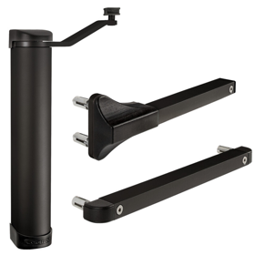 Lion Gate Closer Black, Compact and Polyvalent Gate Closer, Fits Every Gate Situation in RAL 9005