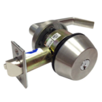 SFIC Gate Lock Single Cylinder x Lever, Small Format IC, Less Core, 2 3/4 Backset, 630/US32D Stainless Steel