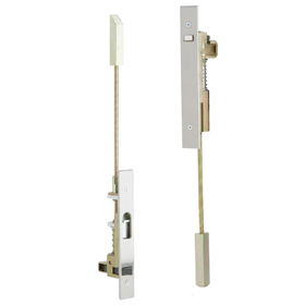 Pair Automatic Flush Bolt Top and Bottom, UL 3 Hour Rated, 12in Extension Rod, 1 in x 6-3/4in Face, 630/US32D Satin Stainless Steel