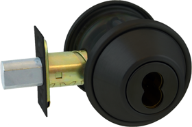 Deadbolt - Double Cylinder, Adjustable Backset, SFIC Prep, Less Core, Grade 2, 693/SPBLK Black Suede Powder Coat
