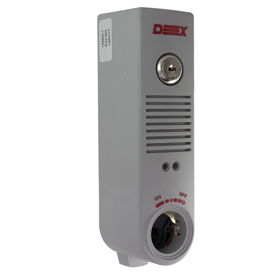 Gray Door Propped Alarm, Surface Mount, 100DB, 9VDC Battery Operated, 1 Second to 4 Minute Door Open Times, Requires Mortise Cylinder Gray Door Propped Alarm, Surface Mount, 100DB, 9VDC Battery Operated, 1 Second to 4 Minute Door Open Times, Requires Mortise Cylinder