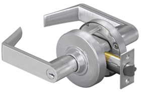 KIT - Grade 2, Office Rhodes Lever, Key in Lever, S123 Keyway (0-Bitted Brushed Chrome Cylinder 626), 2-3/4in Backset, ANSI Strike, 626/US26D Satin Chrome