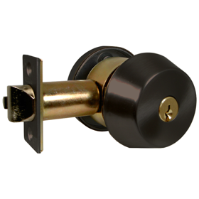 Gate Lock Double Cylinder, Marks C Keyway, 6 Pin, 2-3/4in Backset, 613/US10B Dark Bronze