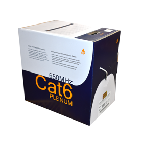 Cat6-550 MHz, 4 Twisted Pairs, 23 AWG, Unshielded, Plenum Jacket, White 1000ft Box