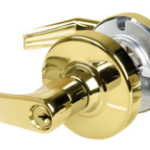 KIT - Grade 2, Office Saturn Lever, Key in Lever, C123 Keyway (0-Bitted Brushed Brass Cylinder 606), 2-3/4in Backset, ANSI Strike, 605/US3 Bright Brass