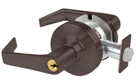 KIT - Grade 2, Office Saturn Lever, Key in Lever, C123 Keyway (0-Bitted Brushed Brass Cylinder 606), 2-3/8in Backset, ANSI Strike, 613/US10B Oil Rubbed Bronze