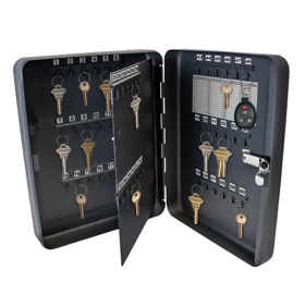 Key Cabinet, With Combination Lock, 60 Hooks, Heavy Duty Steel Matte Black, 9-1/2"(W) x 12"(H) x 3"(D)