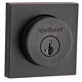Halifax Square Single Cylinder Deadbolt, KW1 SmartKey, 6-Way Adjustable Latch 2-3/8in-2-3/4in Backset, (STRKP) Includes Round Corner Full Lip and 1-18in x 2-3/4in Radius and Square Strikes, Grade 2, 716/US11P Venetian Bronze