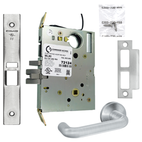 KIT - 03A, Electrified Schlage Mortise Lock, 24V, Less Mortise Cylinder, 626/US26D Satin Chrome