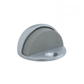 Floor Dome Stop, Heavy Duty Cast with Gray Bumper, Base 1-3/4 x 1in Height, 626/US26D Satin Chrome