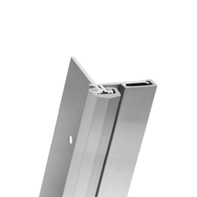 Half Surface Heavy Duty Geared Continuous Hinge, 3/32in Door Inset, 83in, Up to 600lbs, High Frequency, 628/US28/CL Clear Anodized Aluminum