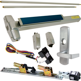 KIT - RX Request to Exit, QEL Quiet Electric Latch Retraction, CON Molex Connectors 24VDC, Heavy Duty Grooved SVR Surface Vertical Rod Exit Device, 996L-NL-06 Night Latch Lever Trim (Rim Cylinder Required), Key Retracts Latch Bolt, RHR Right Hand Reverse/Reversible Handing (Snap Ring Tool Required), 48in x 84in, No Dogging, Grade 1, 99 Series, 626/US26D Satin Chrome