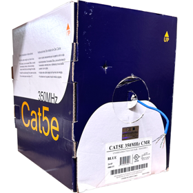 Cat5e-350 MHz, 4 Twisted Pairs, 24 AWG, Unshielded, Riser Jacket, Blue 1000ft Box Cat5e-350 MHz, 4 Twisted Pairs, 24 AWG, Unshielded, Riser Jacket, Blue 1000ft Box