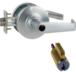KIT - Grade 2, Office Saturn Lever, Key in Lever, C Keyway (KD Brushed Chrome Cylinder 626), 2-3/4in Backset, ANSI Strike, 626/US26D Satin Chrome
