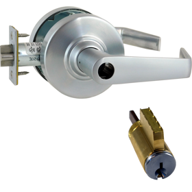 KIT - Grade 2, Office Saturn Lever, Key in Lever, C Keyway (KD Brushed Chrome Cylinder 626), 2-3/4in Backset, ANSI Strike, 626/US26D Satin Chrome