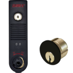 KIT - Black Surface Exit Alarm, Door or Wall Mount, 100DB, 9VDC Battery Operated, Mortise Cylinder Included, SC1 Keyway