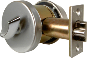 SFIC Gate Lock Single Cylinder x Turnpiece, Small Format IC, Less Core, 2-3/8in Backset, 630/US32D Stainless Steel