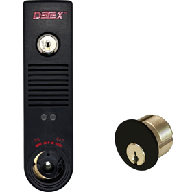 KIT - Black Door Propped Alarm, Surface Mount, 100DB, 9VDC Battery Operated, 1 Second to 4 Minute Door Open Times, Mortise Cylinder Included, SC1 Keyway KIT - Black Door Propped Alarm, Surface Mount, 100DB, 9VDC Battery Operated, 1 Second to 4 Minute Door Open Times, Mortise Cylinder Included, SC1 Keyway