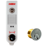 KIT - Weatherized Gray Door Propped Alarm, Surface Mount, 100DB, 9VDC Battery Operated, 1 Second to 4 Minute Door Open Times, Mortise Cylinder Included, SC1 Keyway