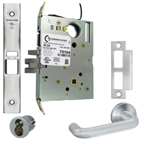 KIT - 03A, Electrified Schlage Mortise Lock, 24V Fail Secure (FSE), Electric Unlocked (EU), Large Format IC (LFIC) Prep, Less Core, 626/US26D Satin Chrome