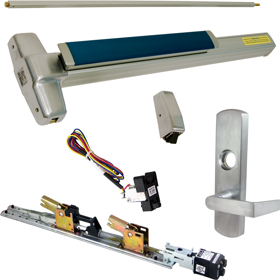 KIT - RX Request to Exit, QEL Quiet Electric Latch Retraction, CON Molex Connectors 24VDC, Heavy Duty Grooved SVR Surface Vertical Rod Exit Device, 996L-NL-06 Night Latch Lever Trim (Rim Cylinder Required), Key Retracts Latch Bolt, RHR Right Hand Reverse/Reversible Handing (Snap Ring Tool Required), 36in x 84in, LBR Less Bottom Rods, No Dogging, Grade 1, 99 Series, 626/US26D Satin Chrome KIT - RX Request to Exit, QEL Quiet Electric Latch Retraction, CON Molex Connectors 24VDC, Heavy Duty Grooved SVR Surface Vertical Rod Exit Device, 996L-NL-06 Night Latch Lever Trim (Rim Cylinder Required), Key Retracts Latch Bolt, RHR Right Hand Reverse/Reversible Handing (Snap Ring Tool Required), 36in x 84in, LBR Less Bottom Rods, No Dogging, Grade 1, 99 Series, 626/US26D Satin Chrome