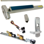 KIT - RX Request to Exit, QEL Quiet Electric Latch Retraction, CON Molex Connectors 24VDC, Heavy Duty Grooved SVR Surface Vertical Rod Exit Device, 996L-NL-06 Night Latch Lever Trim (Rim Cylinder Required), Key Retracts Latch Bolt, LHR Left Hand Reverse/Reversible Handing (Snap Ring Tool Required), 36in x 84in, LBR Less Bottom Rods, No Dogging, Grade 1, 99 Series, 626/US26D Satin Chrome