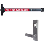 KIT - Value Series Stile Rim Exit Device, EB (Exit Alarm, 9VDC Battery Powered, Alarm Requires Mortise Cylinder), Classroom Lever Trim (S Lever On Escutcheon, Key Locks or Unlocks Lever, Trim Requires Mortise Cylinder), 36in, Grade 1, LHR (Left Hand Reverse, Field Reversible), 628/US28 Satin Aluminum