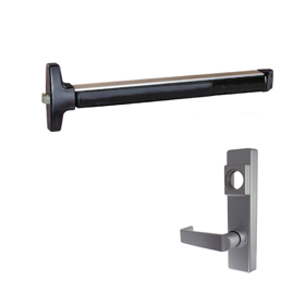 KIT - Value Series Stile Rim Exit Device, Classroom Lever Trim (S Lever On Escutcheon, Key Locks or Unlocks Lever, Trim Requires Mortise Cylinder), 36in, Grade 1, LHR (Left Hand Reverse, Field Reversible), 628/US28 Satin Aluminum