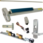 KIT - Fire-Rated, RX Request to Exit, QEL Quiet Electric Latch Retraction, CON Molex Connectors 24VDC, Heavy Duty Grooved SVR Surface Vertical Rod Exit Device, 996L-NL-06 Night Latch Lever Trim (Rim Cylinder Required), Key Retracts Latch Bolt, RHR Right Hand Reverse/Reversible Handing (Snap Ring Tool Required), 48in x 84in, LBR Less Bottom Rods, AFL Auxiliary Fire Pin, No Dogging, Grade 1, 99 Series, 626/US26D Satin Chrome KIT - Fire-Rated, RX Request to Exit, QEL Quiet Electric Latch Retraction, CON Molex Connectors 24VDC, Heavy Duty Grooved SVR Surface Vertical Rod Exit Device, 996L-NL-06 Night Latch Lever Trim (Rim Cylinder Required), Key Retracts Latch Bolt, RHR Right Hand Reverse/Reversible Handing (Snap Ring Tool Required), 48in x 84in, LBR Less Bottom Rods, AFL Auxiliary Fire Pin, No Dogging, Grade 1, 99 Series, 626/US26D Satin Chrome